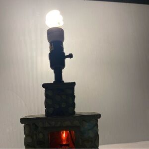Fireplace Lamp Stone-Look Table Lamp